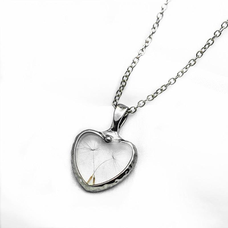 Heart Dandelion Seeds Necklace - Floral Fawna