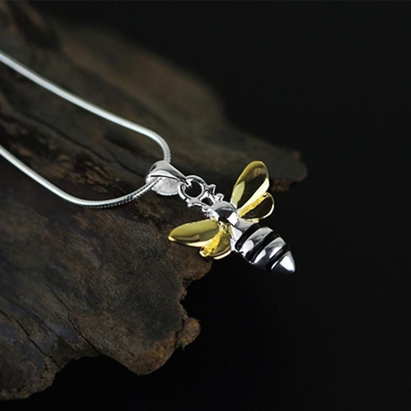 Honey Bee Sterling Silver Necklace - Floral Fawna