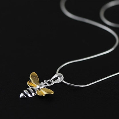 Honey Bee Sterling Silver Necklace - Floral Fawna