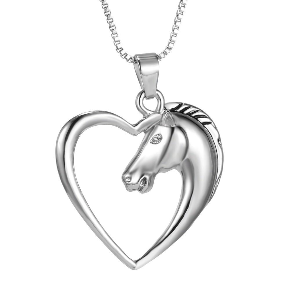 Horse in Heart White Plated Necklace - Floral Fawna