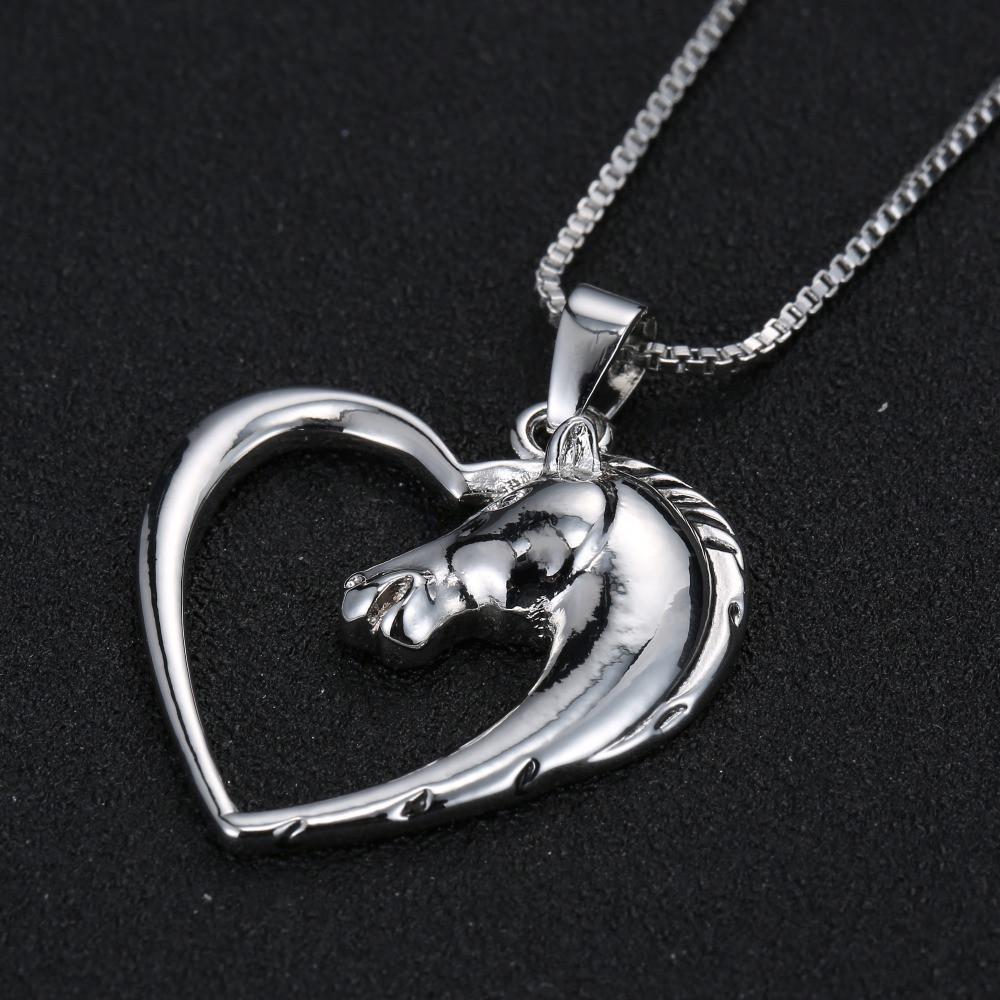 Horse in Heart White Plated Necklace - Floral Fawna