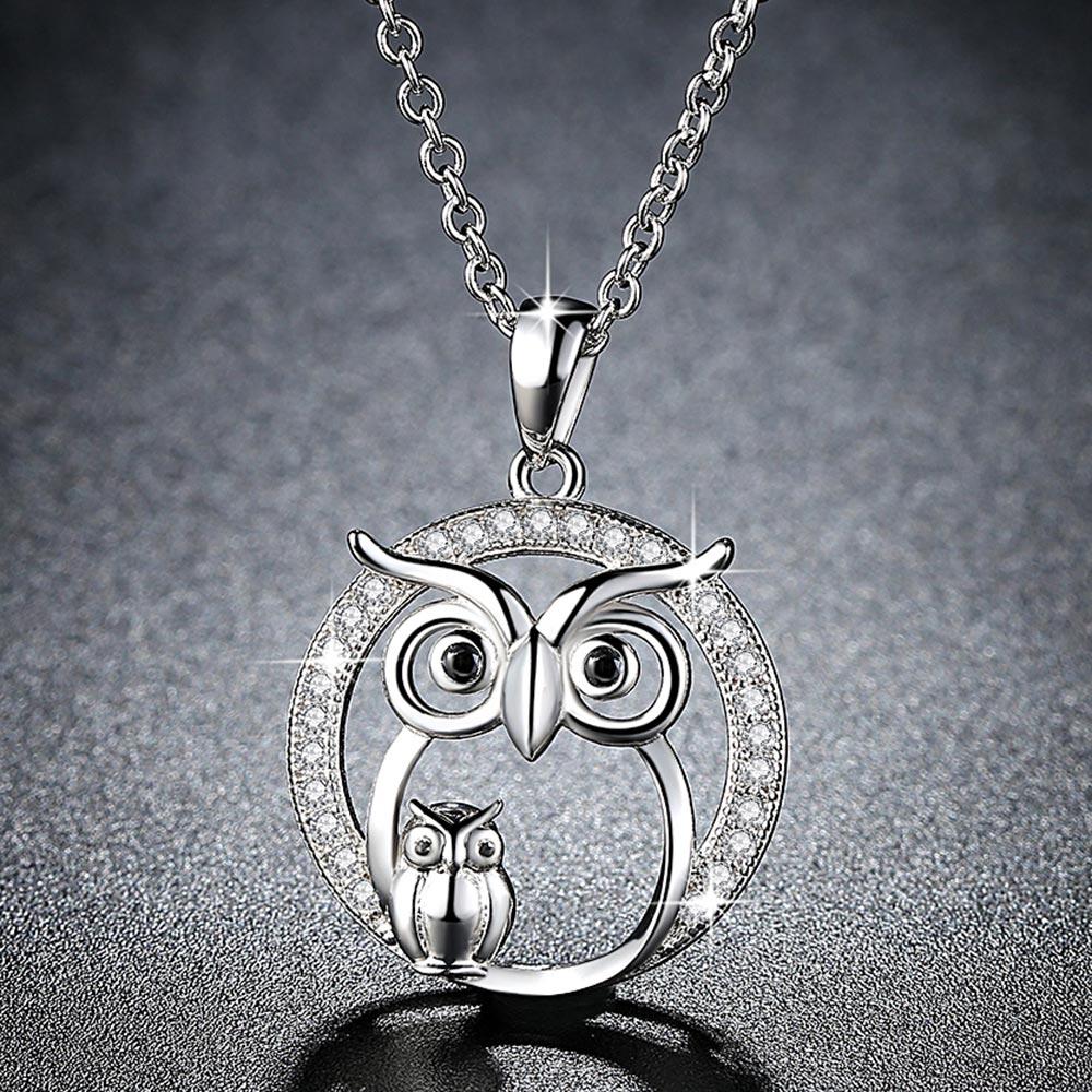 Lovely Owl Crystal Necklace - Floral Fawna