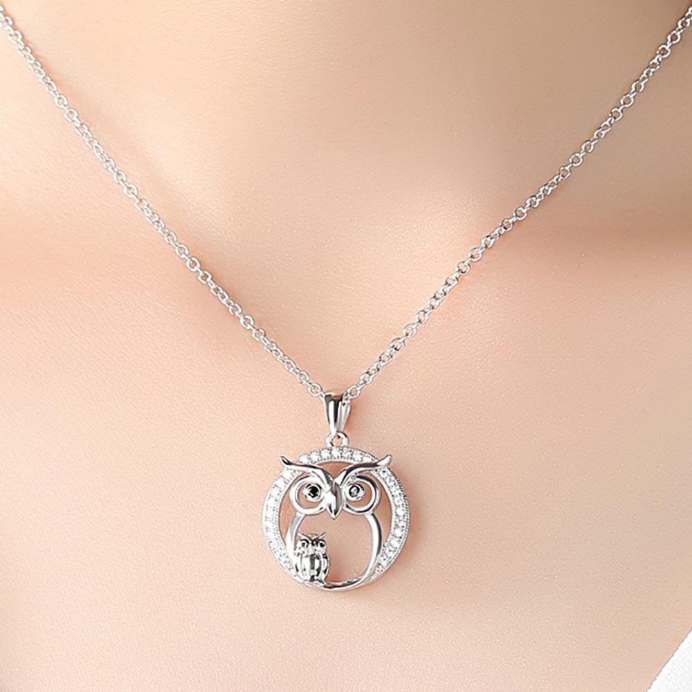 Lovely Owl Crystal Necklace - Floral Fawna