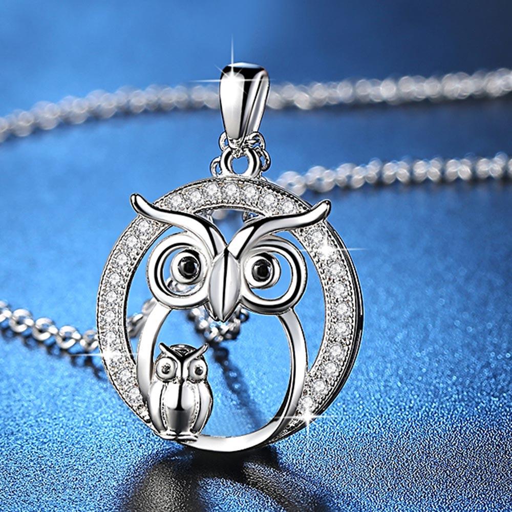 Lovely Owl Crystal Necklace - Floral Fawna