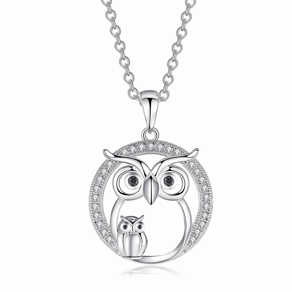 Lovely Owl Crystal Necklace - Floral Fawna