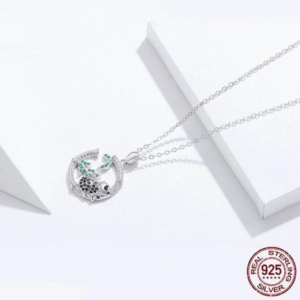 Lovely Panda Silver Necklace - Floral Fawna