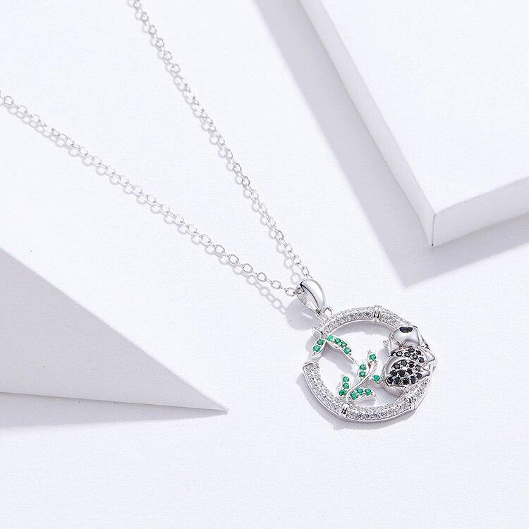 Lovely Panda Silver Necklace - Floral Fawna