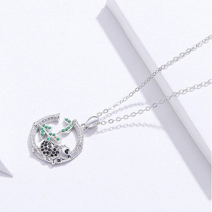 Lovely Panda Silver Necklace - Floral Fawna