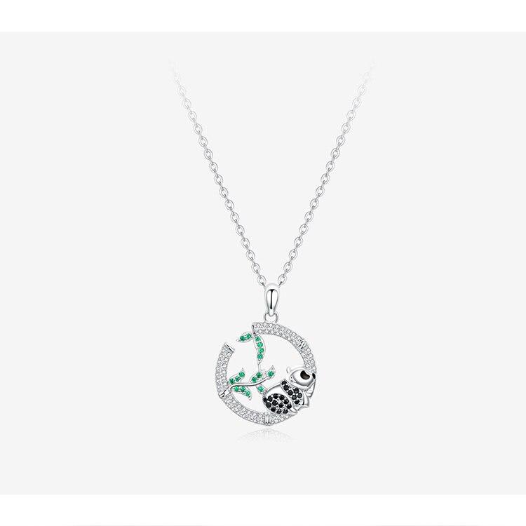 Lovely Panda Silver Necklace - Floral Fawna