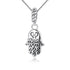 Lucky Hamsa Hand Silver Necklace - Floral Fawna