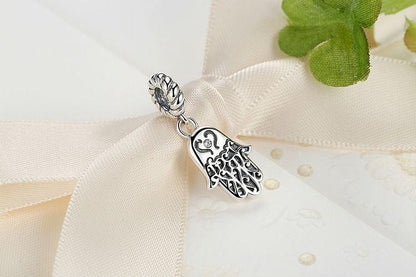 Lucky Hamsa Hand Silver Necklace - Floral Fawna