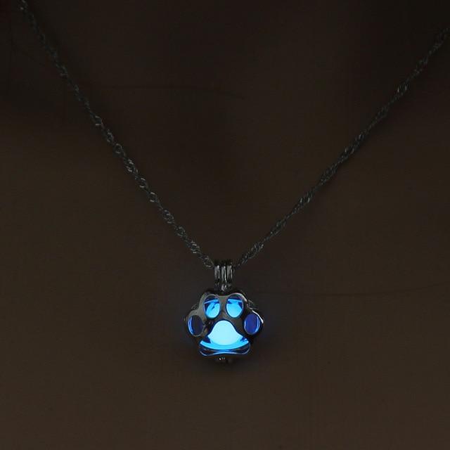 Magical Glow In The Dark Dog Paw Necklace - Floral Fawna