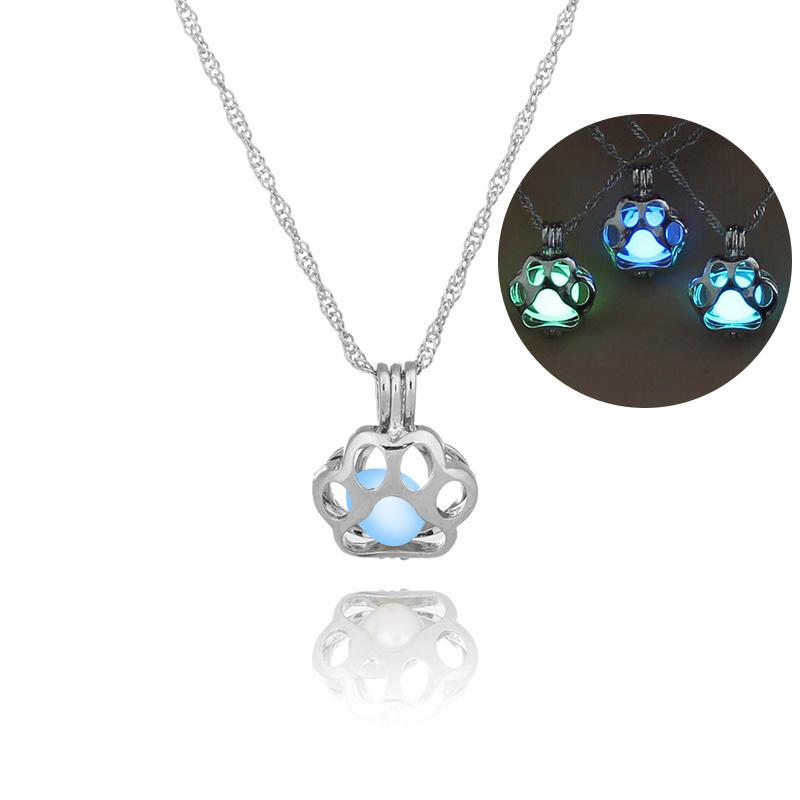 Magical Glow In The Dark Dog Paw Necklace - Floral Fawna