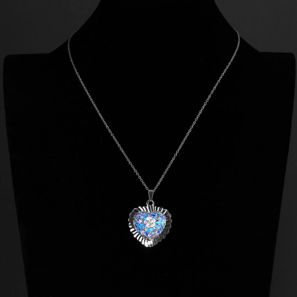 Magical Glow In The Dark Heart Flower Necklace - Floral Fawna