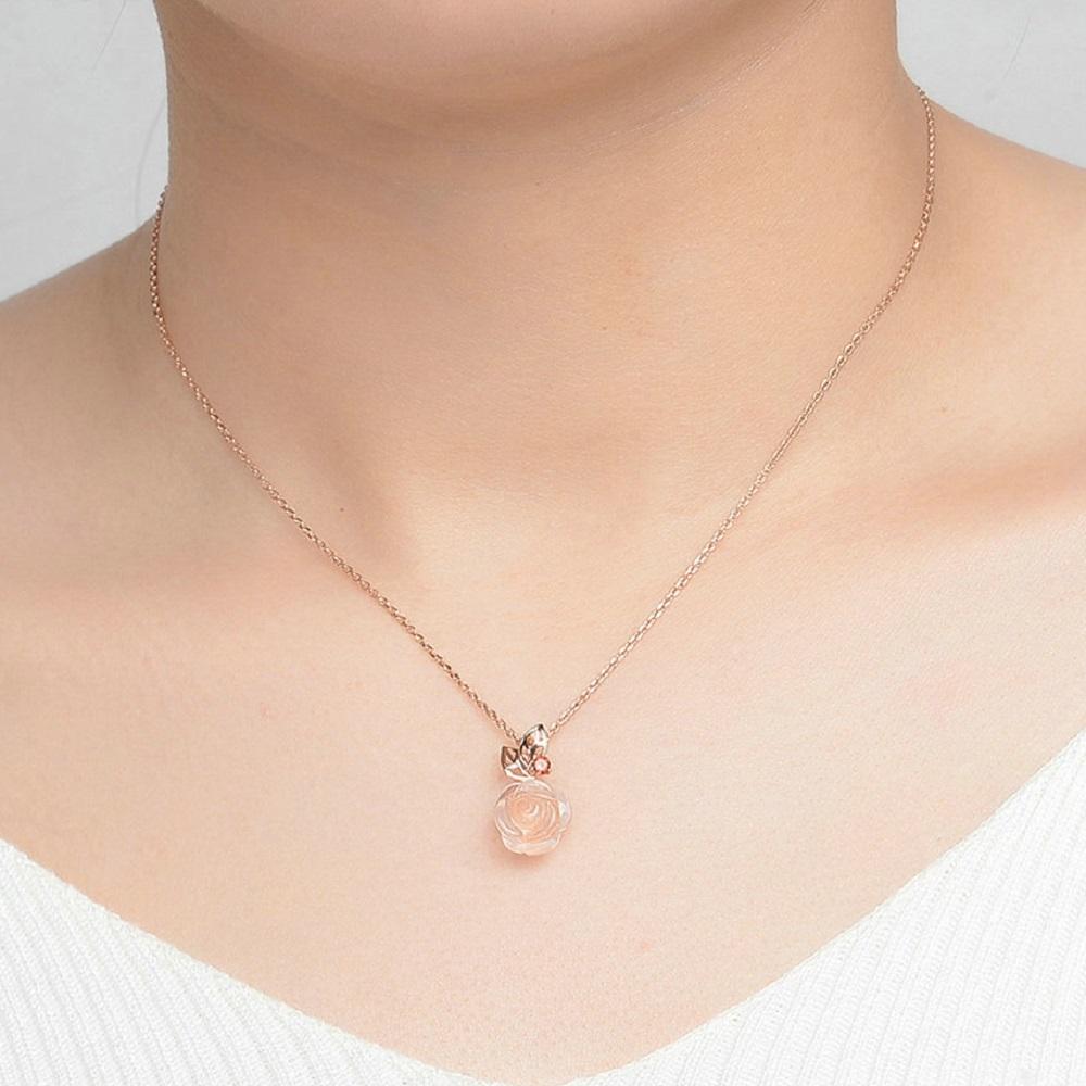 Majestic Rose Quartz &amp; Garnet Necklace - Floral Fawna