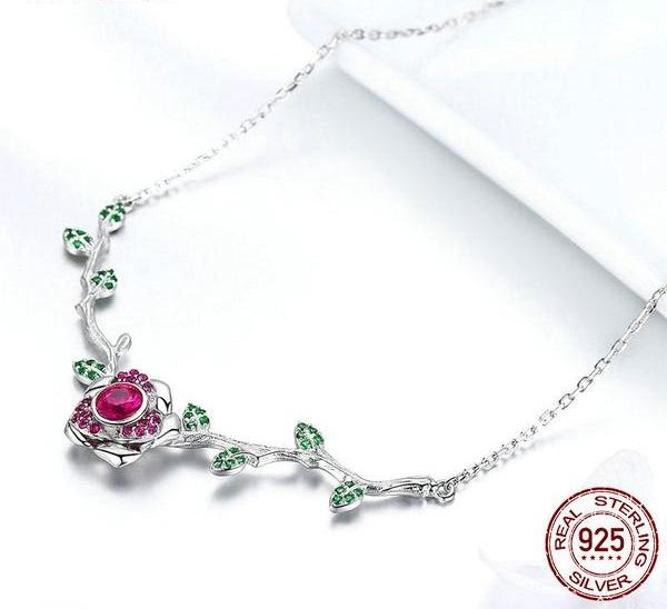 Majestic Rose Silver Necklace - Floral Fawna