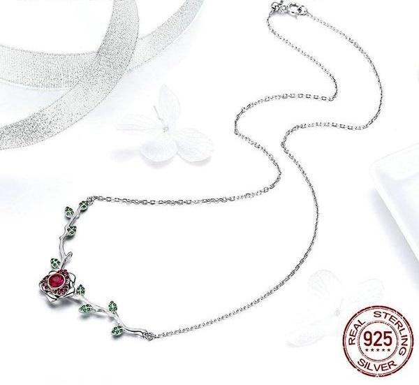 Majestic Rose Silver Necklace - Floral Fawna