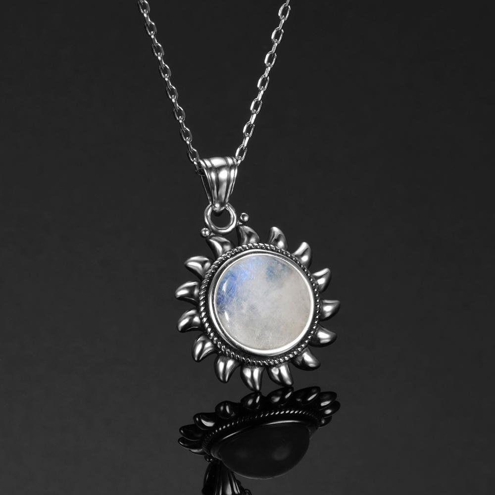 Majestic Sun Natural Moonstone Necklace - Floral Fawna