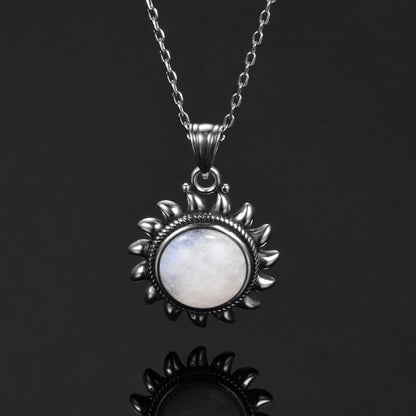 Majestic Sun Natural Moonstone Necklace - Floral Fawna