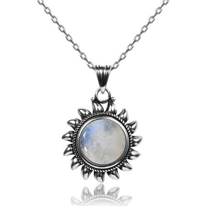 Majestic Sun Natural Moonstone Necklace - Floral Fawna