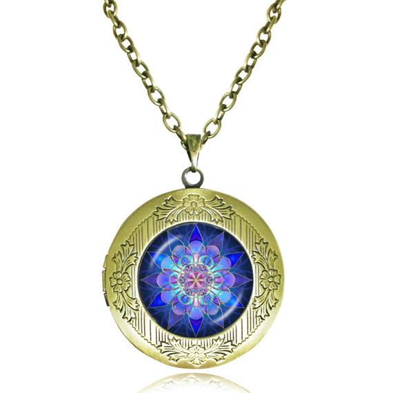 Mandala Glass Dome Choker Locket Necklace - Floral Fawna