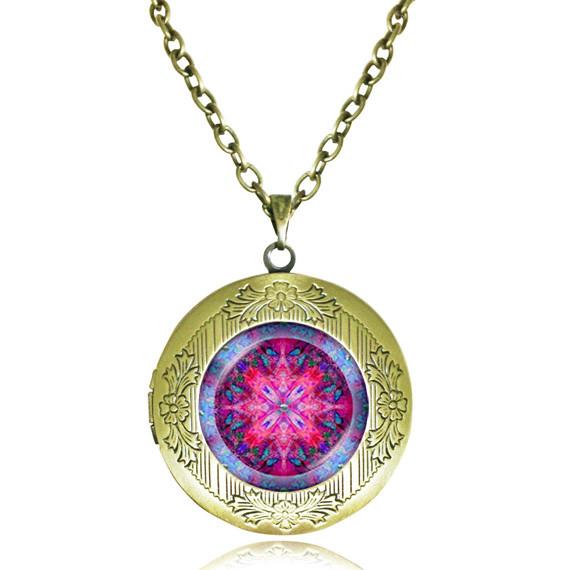 Mandala Glass Dome Choker Locket Necklace - Floral Fawna