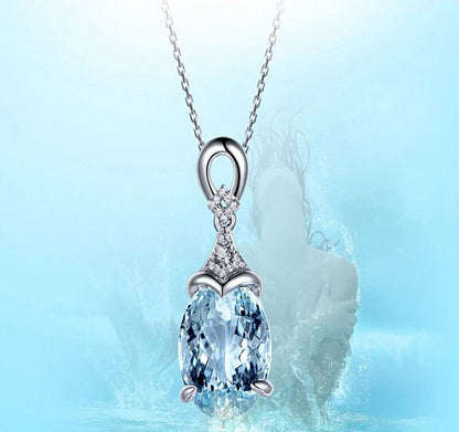 Mermaid Aquamarine Silver Necklace - Floral Fawna