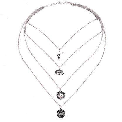 Moon Elephant Multilayer Necklace - Floral Fawna