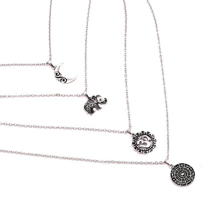 Moon Elephant Multilayer Necklace - Floral Fawna