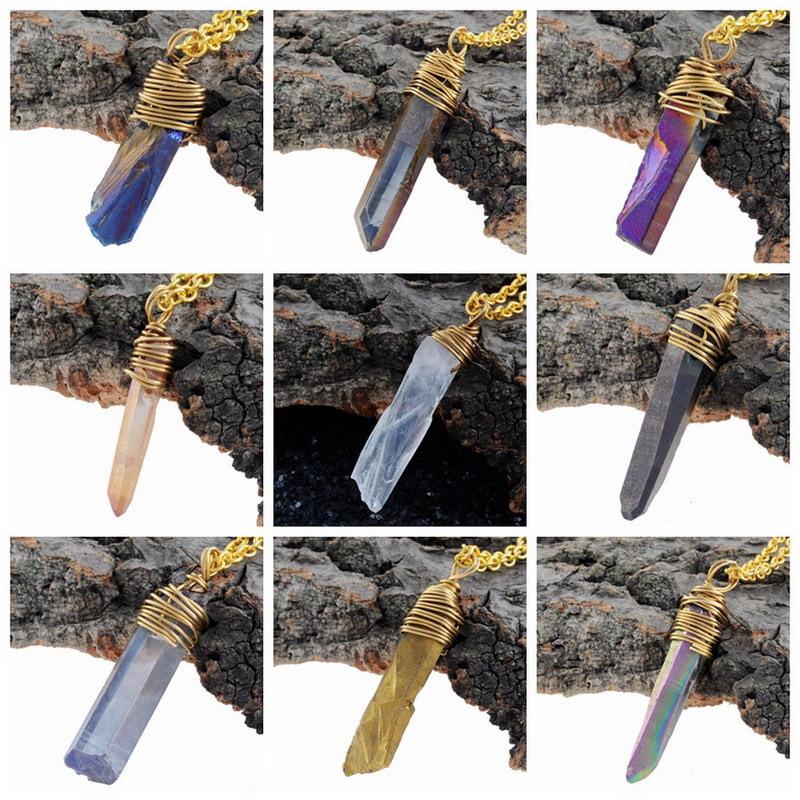 Natural Druzy Crystal Necklace - Floral Fawna