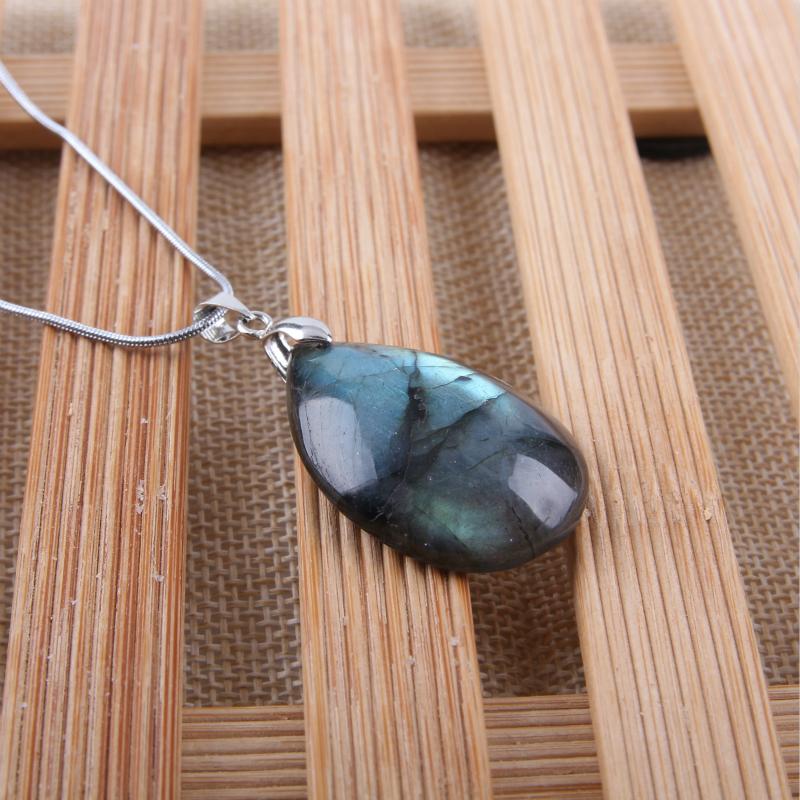 Natural Labradorite Stainless Steel Necklace - Floral Fawna