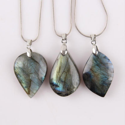 Natural Labradorite Stainless Steel Necklace - Floral Fawna