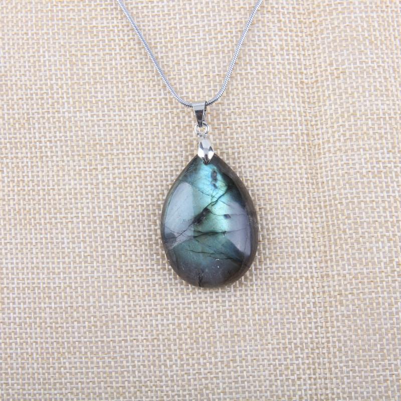 Natural Labradorite Stainless Steel Necklace - Floral Fawna