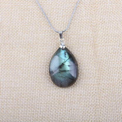 Natural Labradorite Stainless Steel Necklace - Floral Fawna