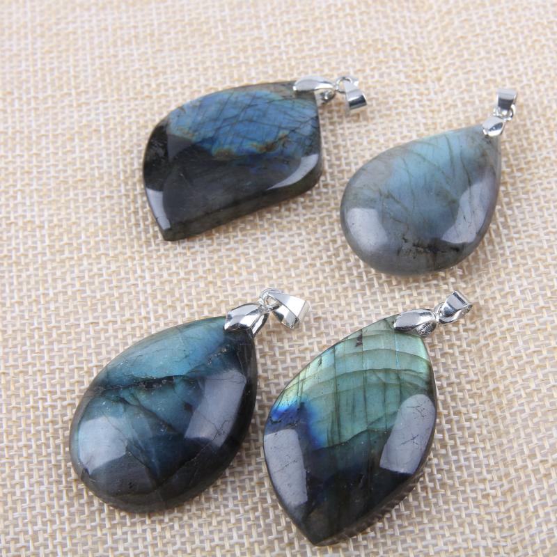 Natural Labradorite Stainless Steel Necklace - Floral Fawna