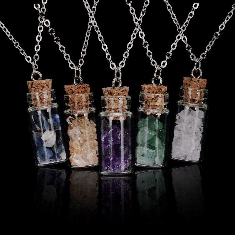 Natural Stone Wish Necklace - Floral Fawna