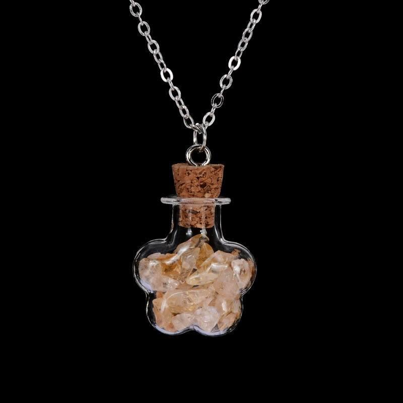 Natural Stone Wish Necklace - Floral Fawna