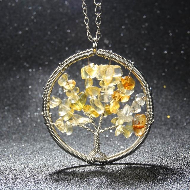 Natural Stones Tree Of Life Necklace - Floral Fawna