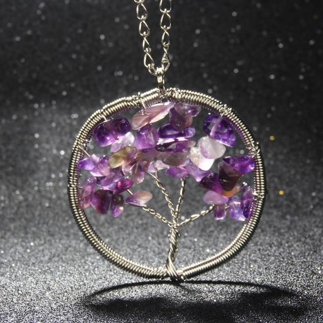 Natural Stones Tree Of Life Necklace - Floral Fawna