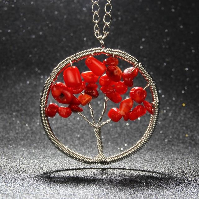 Natural Stones Tree Of Life Necklace - Floral Fawna