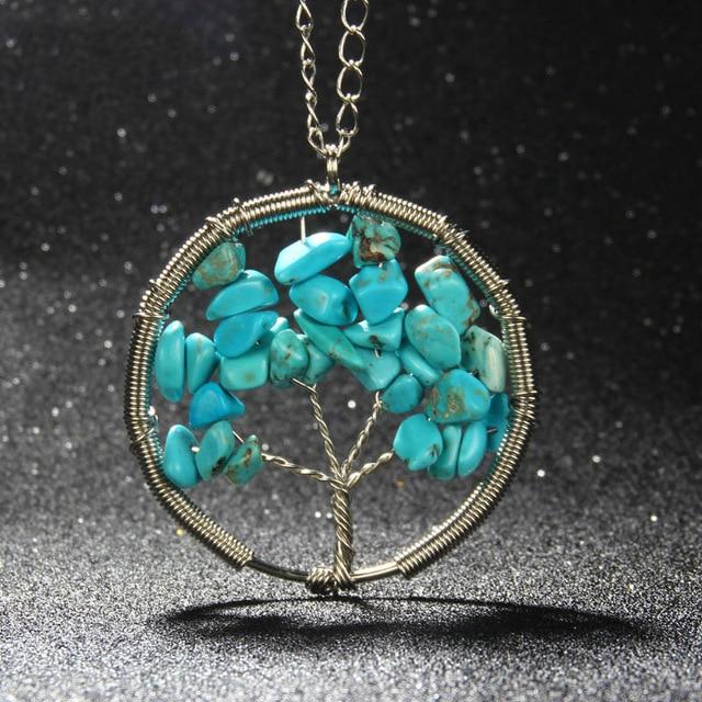 Natural Stones Tree Of Life Necklace - Floral Fawna