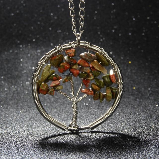 Natural Stones Tree Of Life Necklace - Floral Fawna