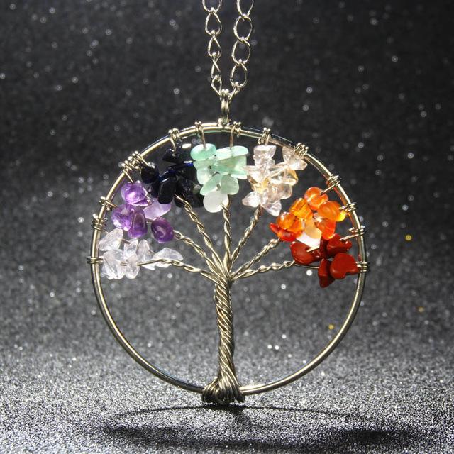 Natural Stones Tree Of Life Necklace - Floral Fawna