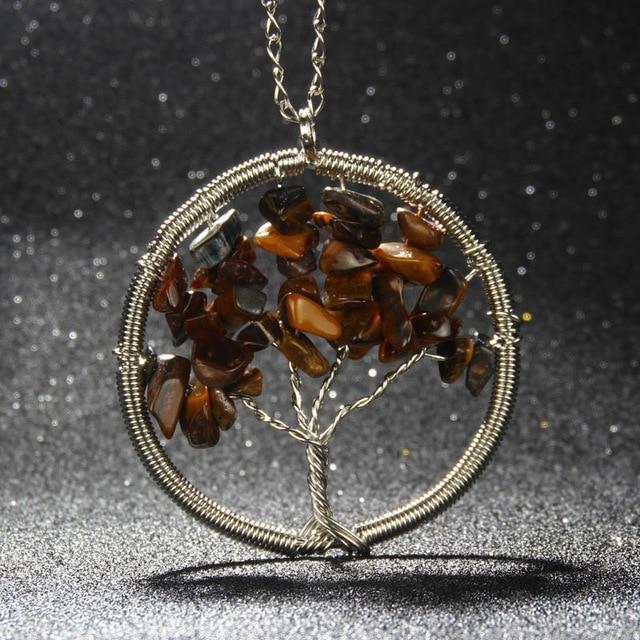 Natural Stones Tree Of Life Necklace - Floral Fawna