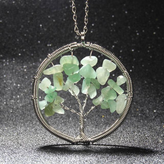 Natural Stones Tree Of Life Necklace - Floral Fawna