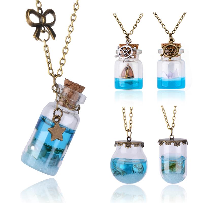 Ocean Drift Bottle Lucky Necklace - Floral Fawna