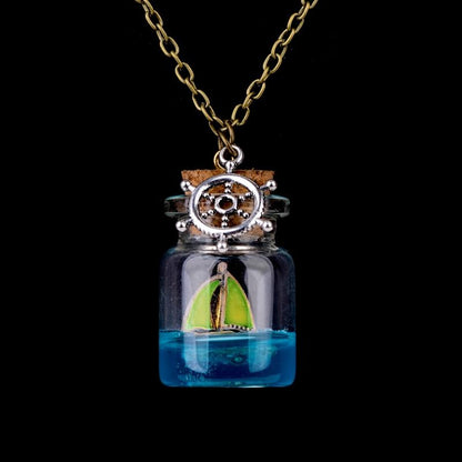 Ocean Drift Bottle Lucky Necklace - Floral Fawna