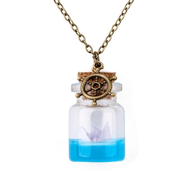 Ocean Drift Bottle Lucky Necklace - Floral Fawna