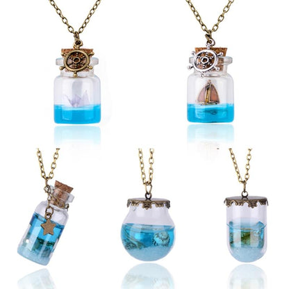 Ocean Drift Bottle Lucky Necklace - Floral Fawna