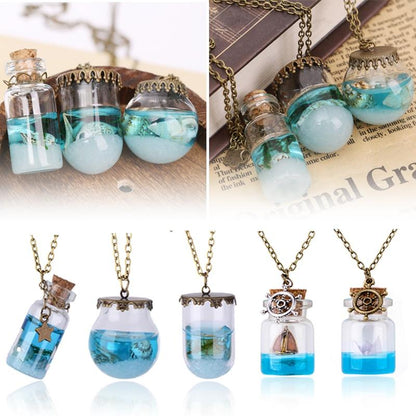 Ocean Drift Bottle Lucky Necklace - Floral Fawna